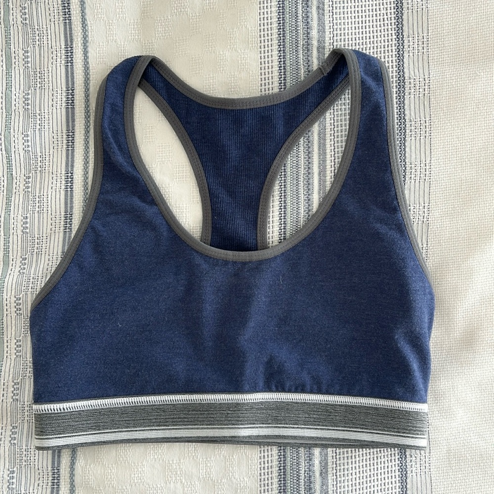 Manduka e-cotton eko sports bra blue sz s